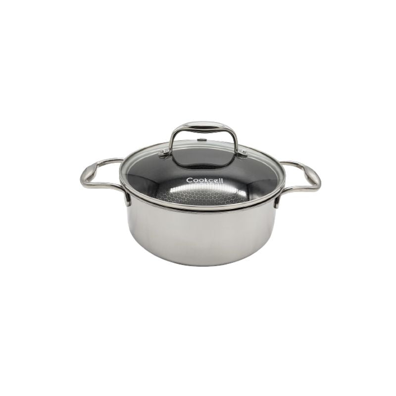 כותרת: סיר נירוסטה 24 ס"מ 5 ליטר cookcell היברידי - טכנולוגיית תאי חום לבישול בריא ומקצועי