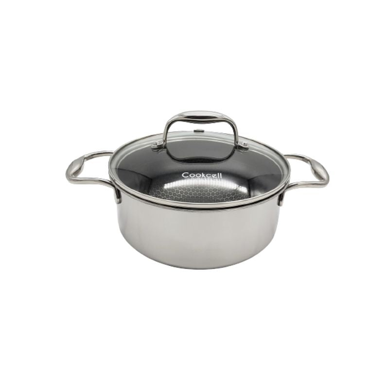 סיר נירוסטה 26 ס"מ 7 ליטר cookcell היברידי - טכנולוגיית תאי חום לבישול בריא ומקצועי