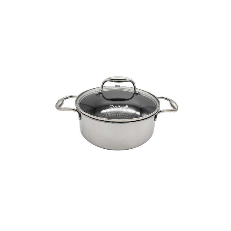 סיר נירוסטה 22 ס"מ 4.3 ליטר Cookcell היברידי - טכנולוגיית תאי חום לבישול בריא ומקצועי